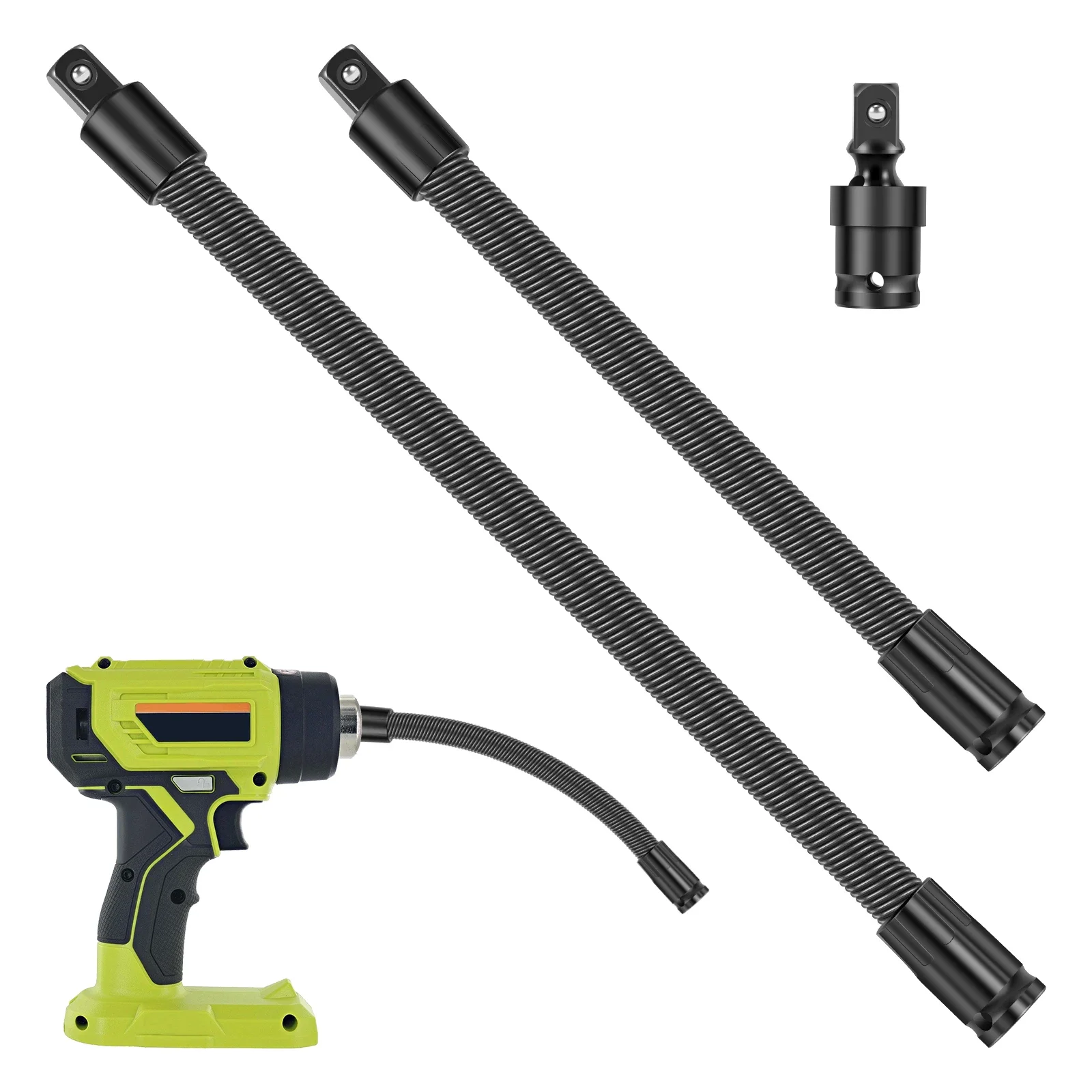1/2 Flexible Socket Extension Ratchet Spring Bar 45 Degree Bend Heavy Duty CR-V Torque Extender Anti Slip Tool for Mechanic Repa