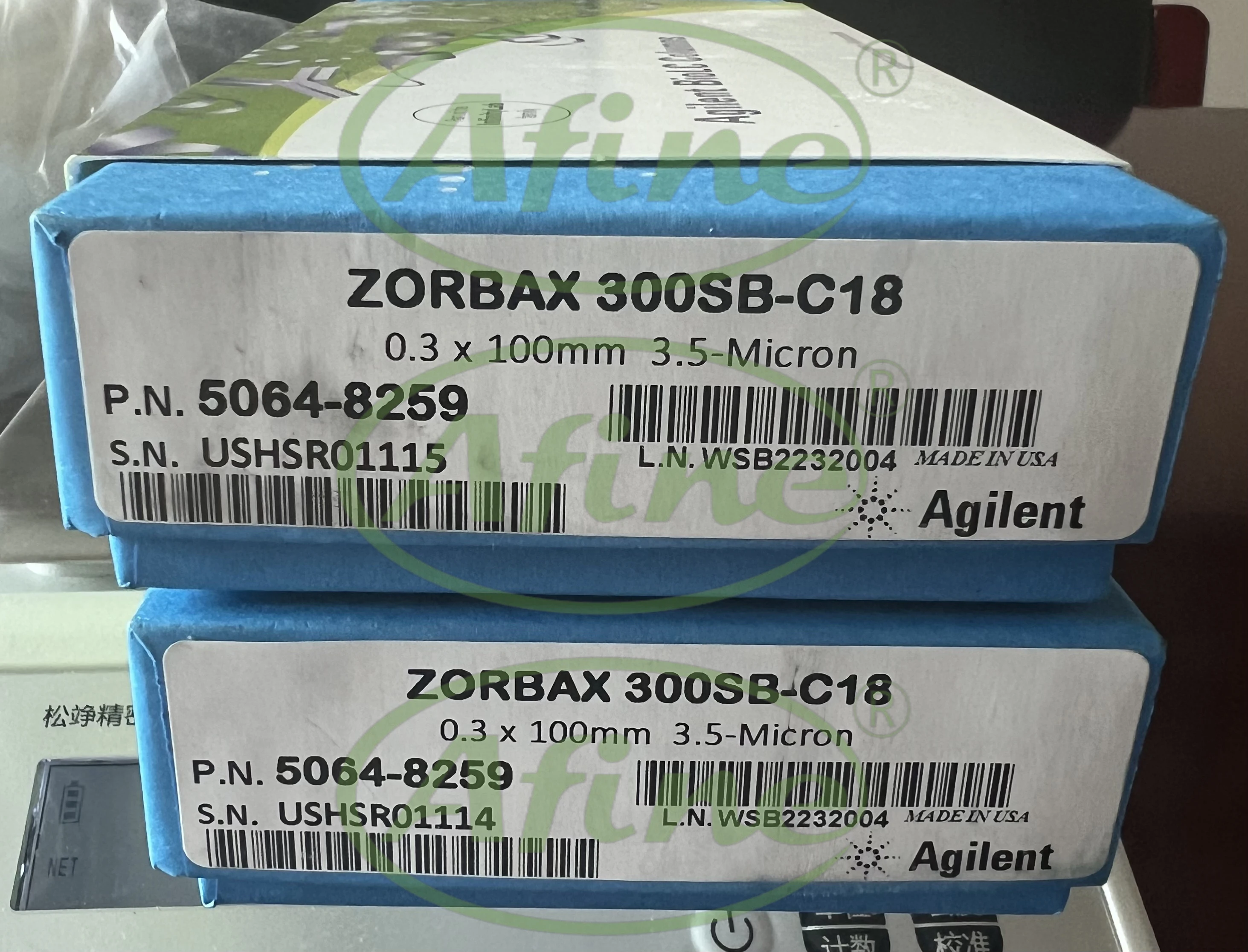 عمود AFINE Agilent 5064-8259 ZORBAX 300SB-C18 ، 0.3 × 100 مم ، 3.5 ميكرومتر