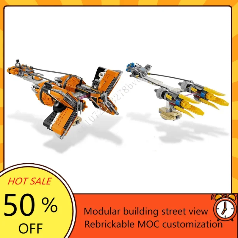 

810PCS Anakin's and Sebulba's Podracers Space War Military MOC SpaceShip Battle Model Custom Puzzles DIY Assembly Model Toy Gift