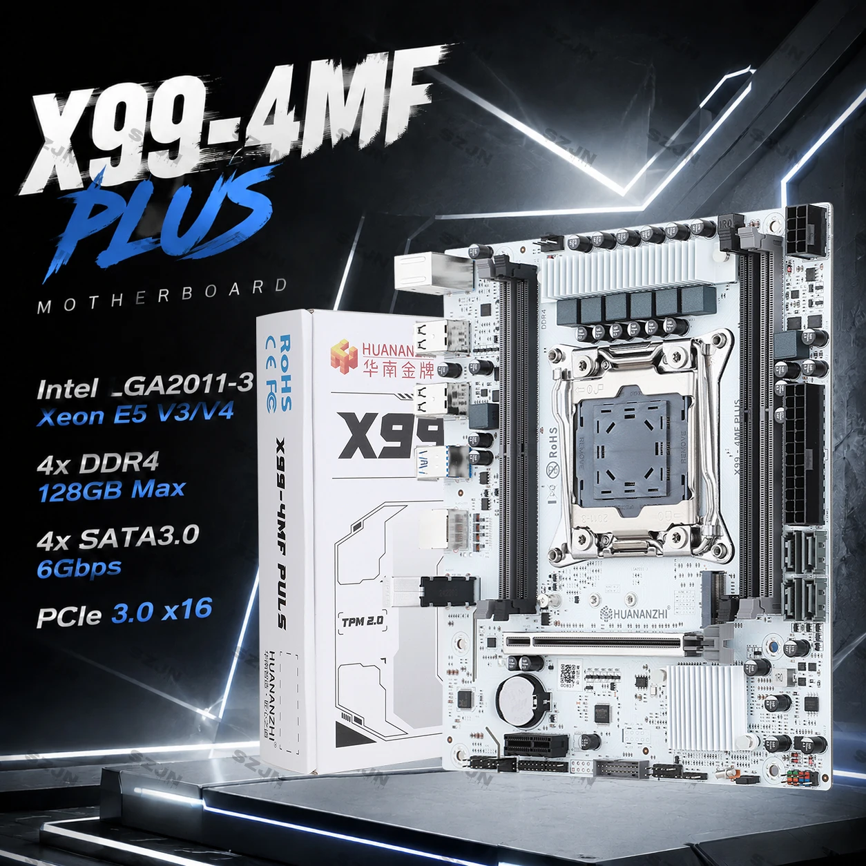HUANANZHI X99-4MF PLUS Motherboard With TPM DIY Kit Xeon E5 V4 DDR4 RAM M.2 NVMe Desktop Computer Combo Mainboard