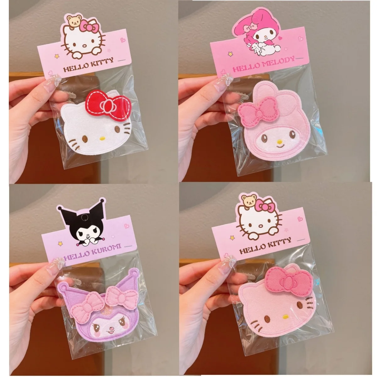 

kawaii sanrio cute kuromi hair tidy post hello kitty my melody girl embroidered bangs clips korean hair accessories anime