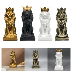 Lion with Crown Statue Table Decoration Height 14.5cm Fengshui Decor Decorative Hand Painted for Study Room Lightweight