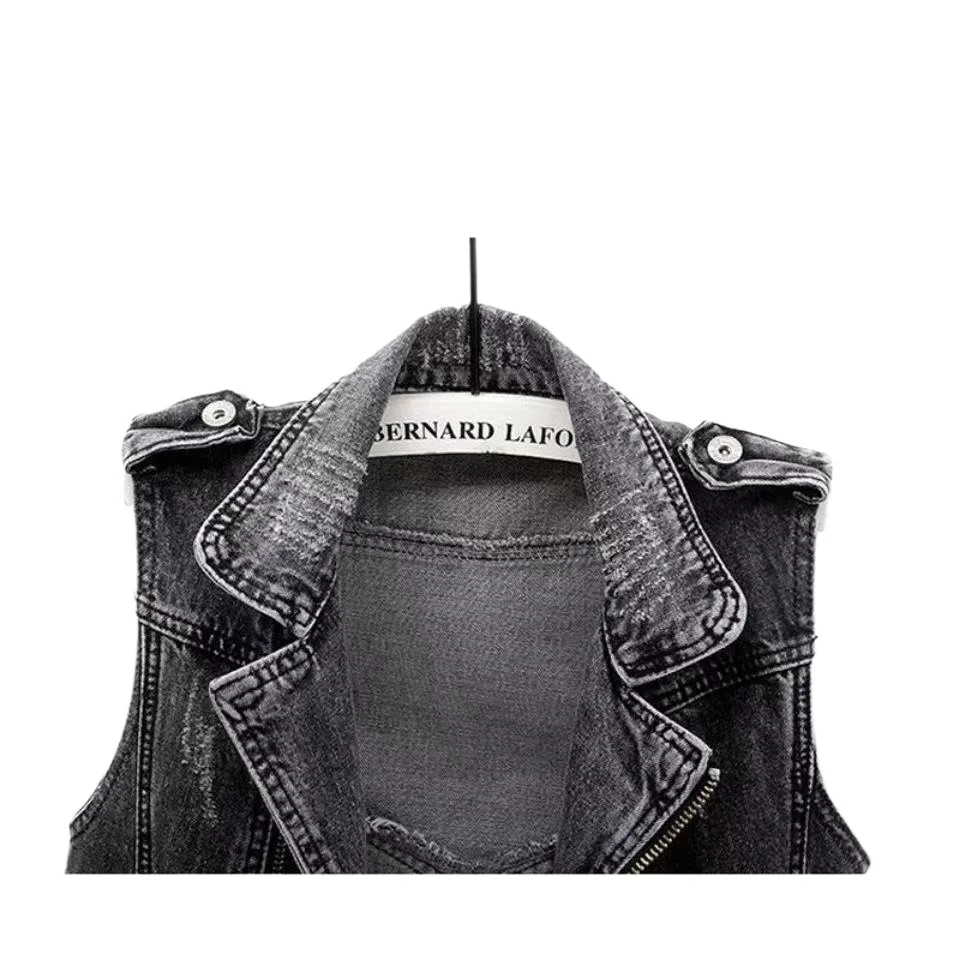 Zwart grijs mouwloos vest voor dames, slim fit, Aziatische maat gilet, jas 2025, nieuwe collectie