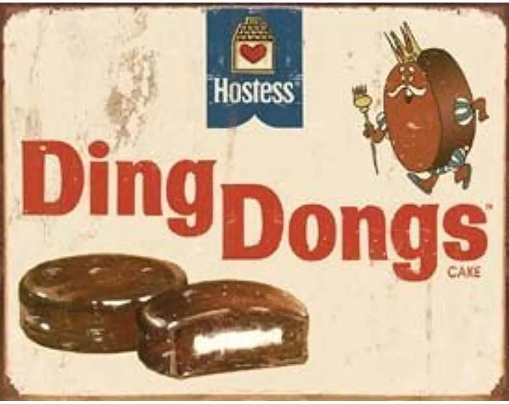 Y1,Metal Deco Sign es Vintage Yummy Hostess Ding Dongs! Cute Replica Tin Perfect for Your Bakery Biner Or Home Alum