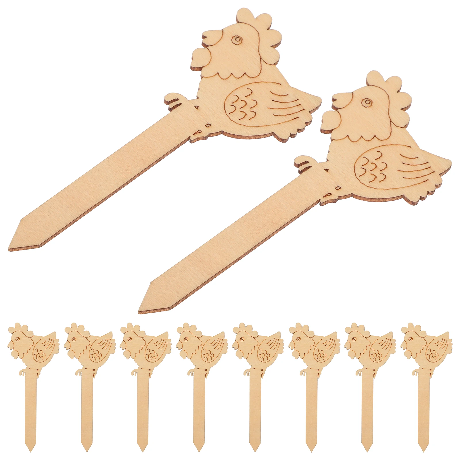 

10 Pcs Wooden Bookmark Bamboo Sticks Butterfly Garden Marker Blank Bookmarks to Decorate Chicken-shaped Diy Plant Child