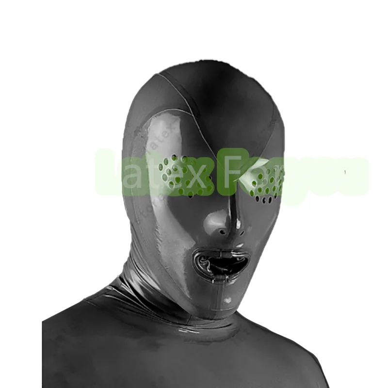 

Натуральная латексная маска ручной работы, капюшон с фотоэлементами, костюмы для косплея, фетиш, маска для косплея, Клубная одежда на молнии сзади