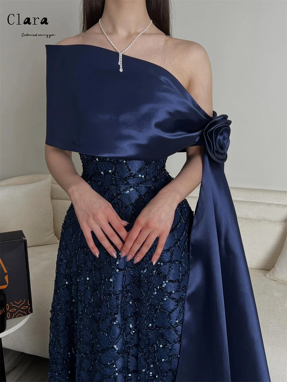 Clara Custom A-Linie, glänzend, schulterfrei, ärmellos, elegante Kleider für Damen, Party, Hochzeit, Ballkleider 2025, luxuriöses Partykleid