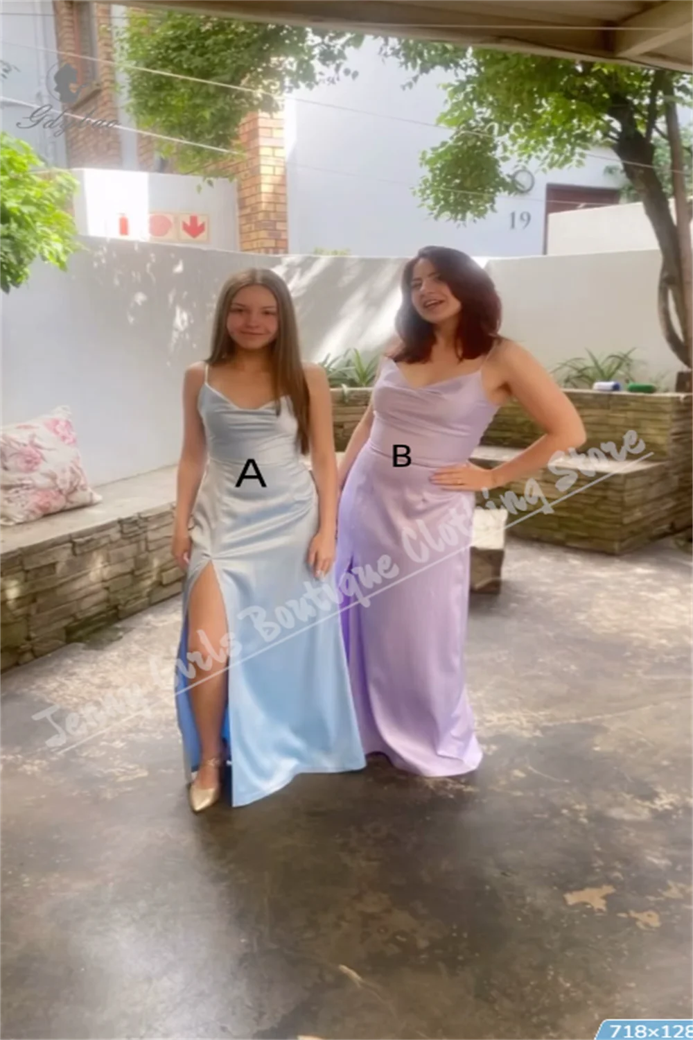 

Elegant Satin Spaghetti Strap Slit Dress For Flower Girl Wedding Formal Occasion First Communion Princess Customizable