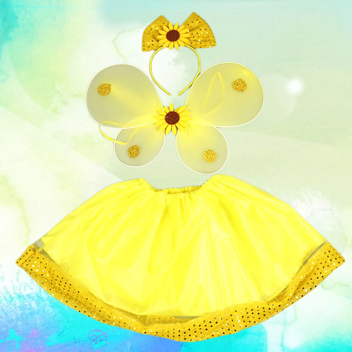 3Pcs Fairy Costume Girls Complete Set Skirt Wing Headband Exquisite Texture Comfort Fit Outfit Kids 1Set