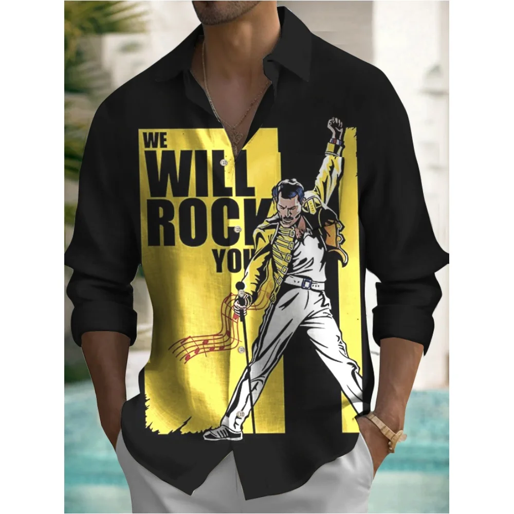 Camicia Casual da uomo musicale Rock Band stampa 3d chitarra camicia hawaiana uomo estate Casual camicia traspirante a maniche corte abbigliamento