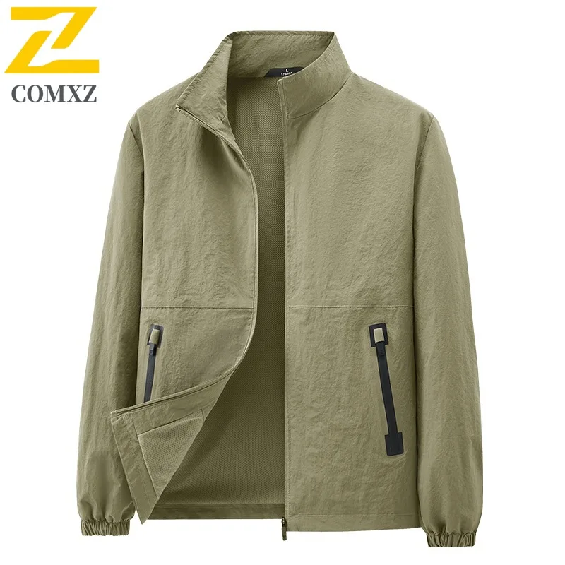 

COMXZ 2025 Мужская куртка, осенняя уличная красивая куртка премиум-класса для кемпинга, модная легкая ветровка, куртки с воротником-стойкой, свободное пальто