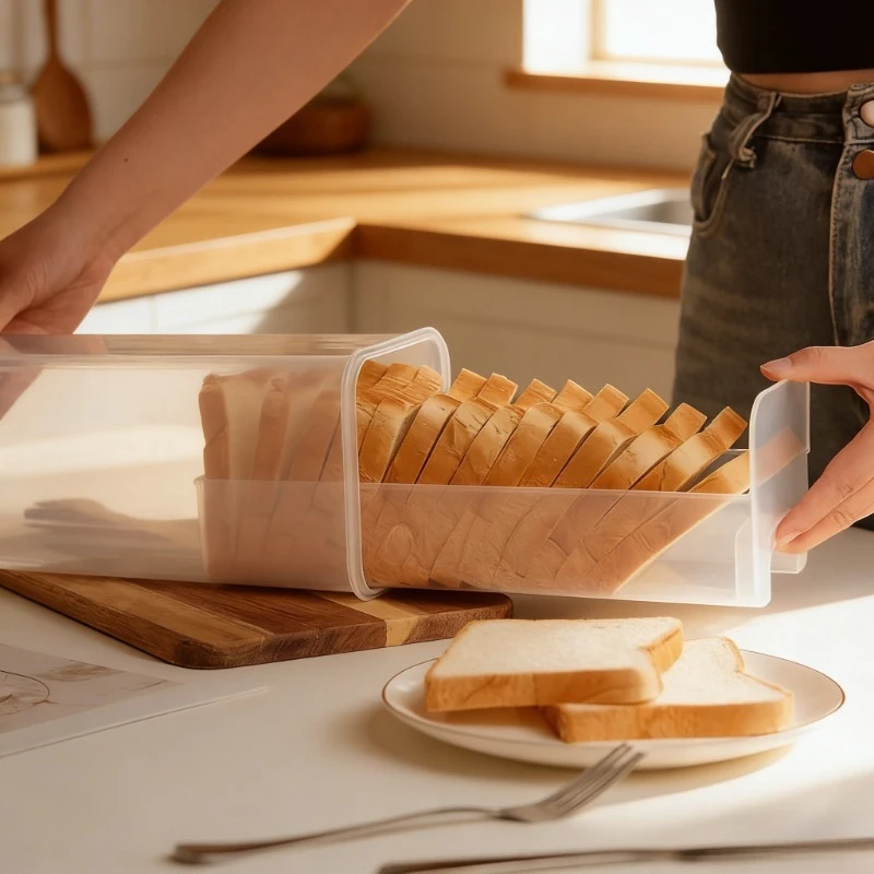Luftdichte Plastik-Brotbox mit Dichtungsdeckel und Ablage, Aufbewahrungsbehälter für Sandwiches, Pasta, Mehrkornprodukte, Küchen-Lebensmittelorganizer