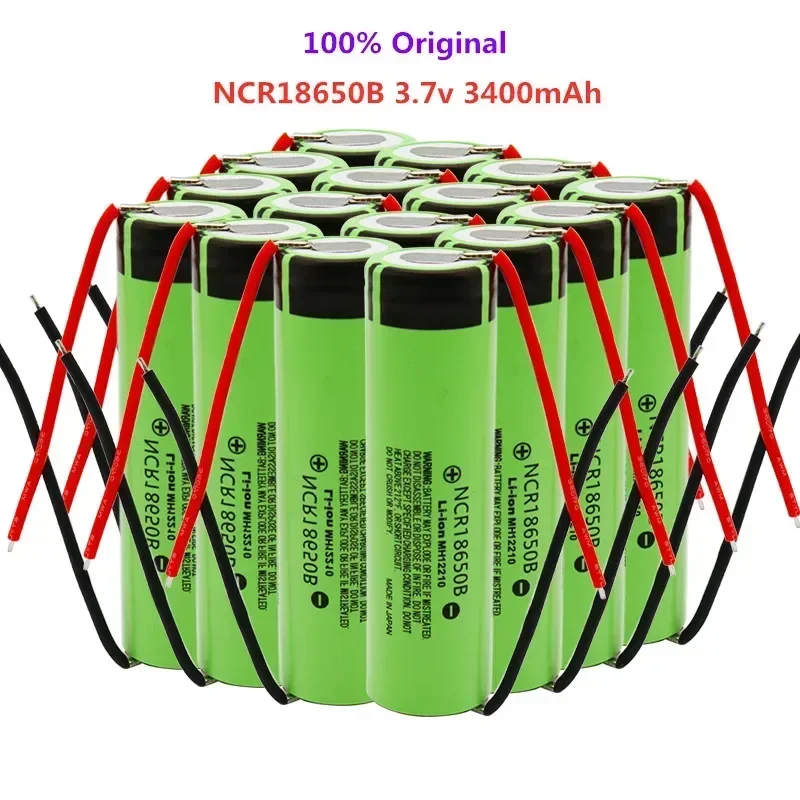 

10pcs 100% Original 18650 battery 3400mah 3.7v lithium battery NCR18650B 3400mah Suitable for flashlight battery +DIY wire