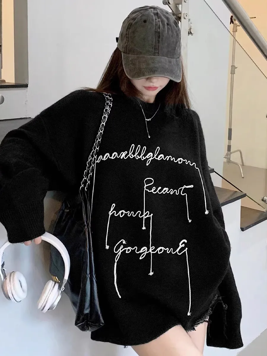 

Женский трикотаж с вышивкой в стиле ретро, весенний ленивый свитер на голову с кисточками, осенний повседневный длинный свек маленького размера