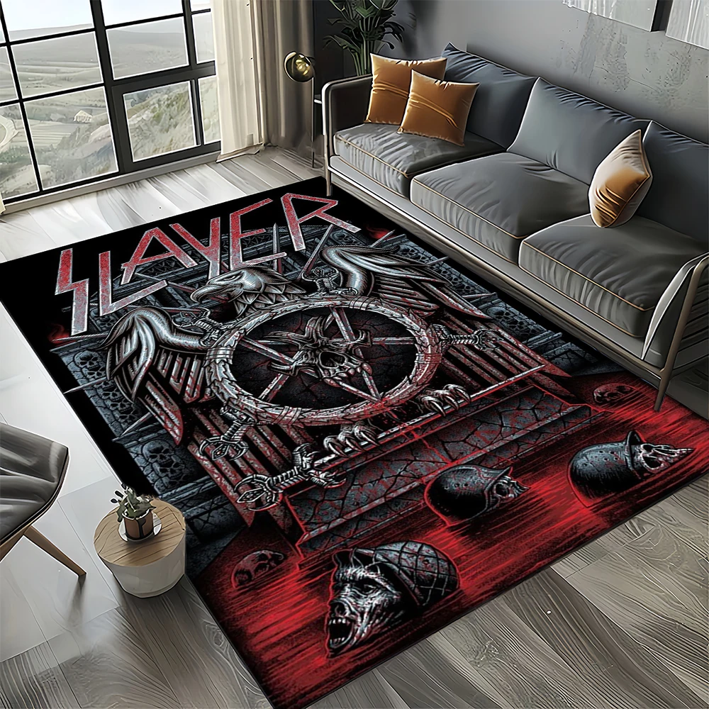 2025 New Style Slayer Heavy Metal Band Sign Carpet Rug for Living Room Bedroom Home Sofa Decoration,Kid Play Non-slip Floor Mat