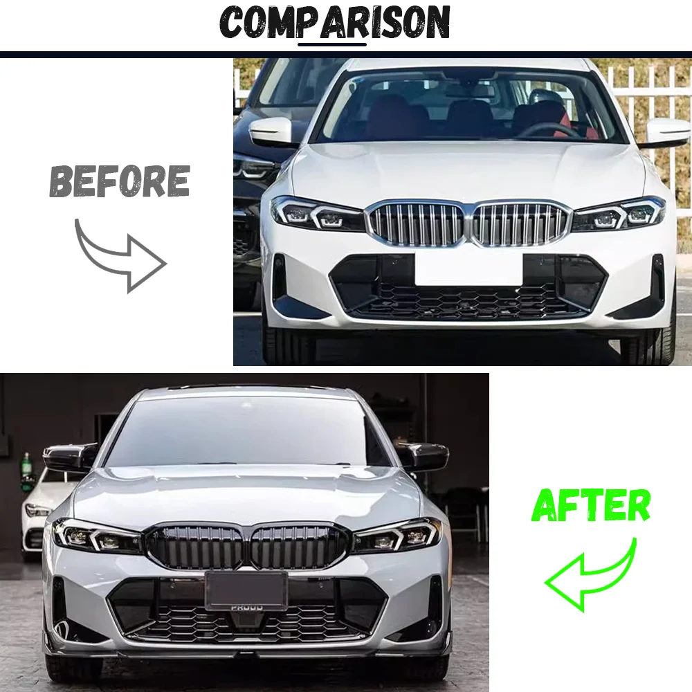 BMW G20 G21 3 시리즈 M-스포츠 320i 325i 330i 320d M340i LCI 2022-2025 프론트 범퍼 립 바디 키트 스포일러 스플리터 디퓨저 썸네일 4