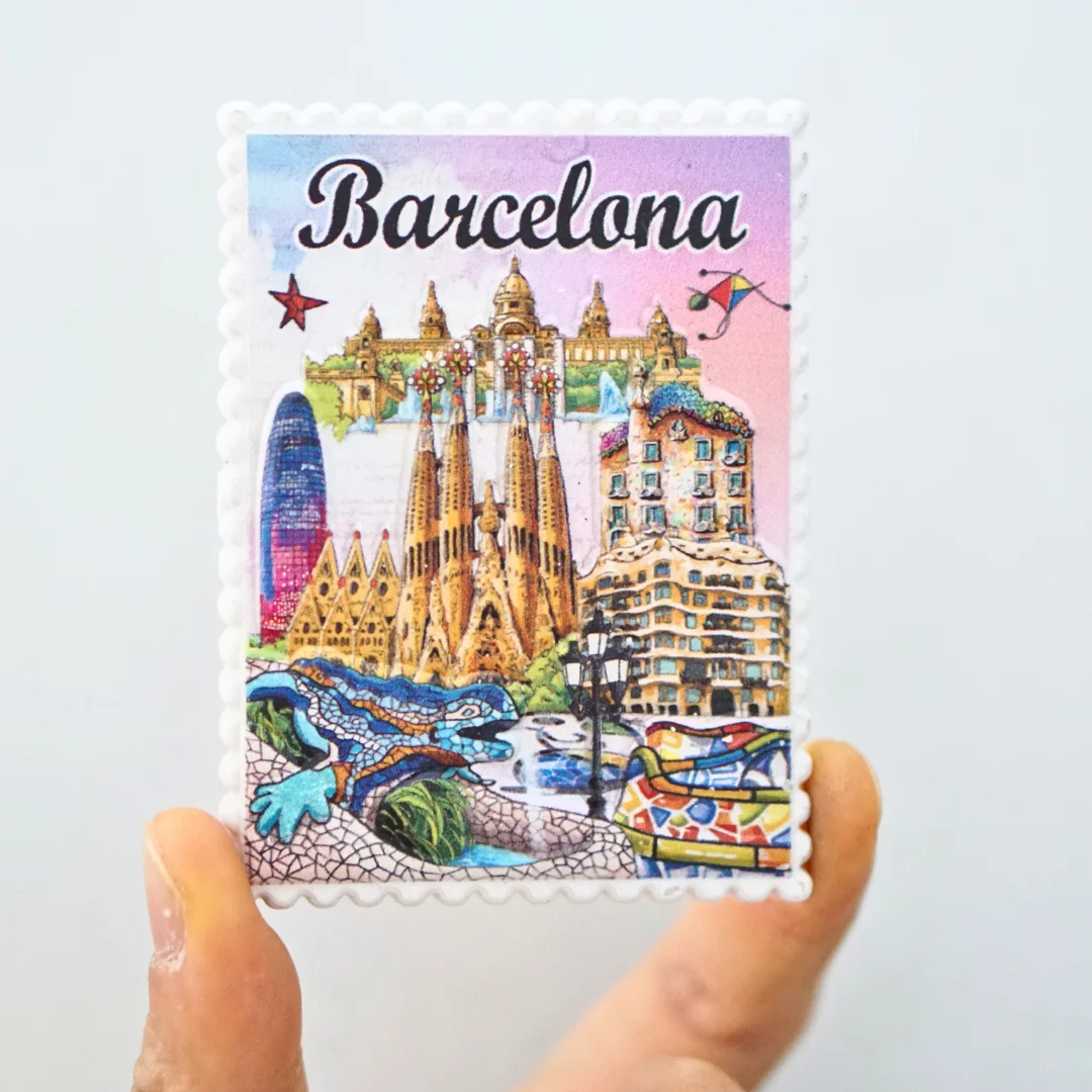 1 unidad, imanes de nevera Barcelona, imanes de nevera de España, imanes de nevera rosas, imanes de nevera de viaje de Barcelona, nevera de viaje de España M