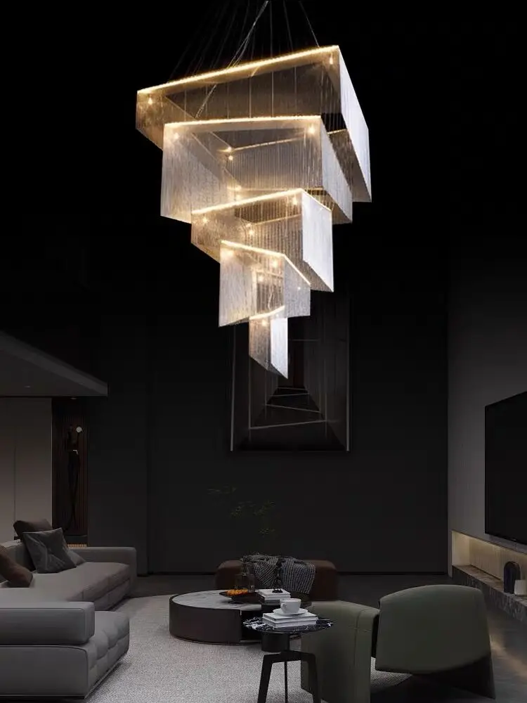 

Современная алюминиевая цепочка с кисточкой, большие люстры, размер по индивидуальному заказу, подвесной светильник для гостиной, отеля, дизайнерская художественная креативная люстра