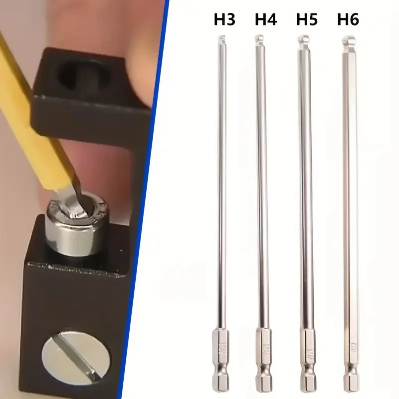 Imagem -02 - Ball End Hex Chave de Fenda Bits Grupo s2 Aço Ferramentas de Soquete Métrico Magnético Metal Manual Allen Bits H3-h6 Pcs