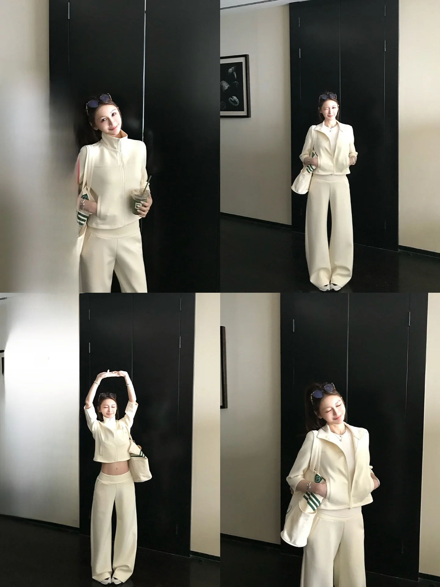 

Skk Store Early Spring Comfortable AO Spor Modal Seven-Quarter Sve ort Sweatirt Tee-Piece Set Women's Faion