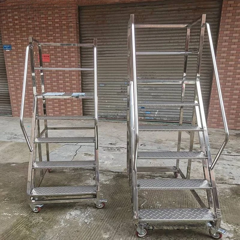 304 movable stainless steel climbing ladder warehouse, supermarket, cargo handling, step industrial maintenance, 201 platform ve