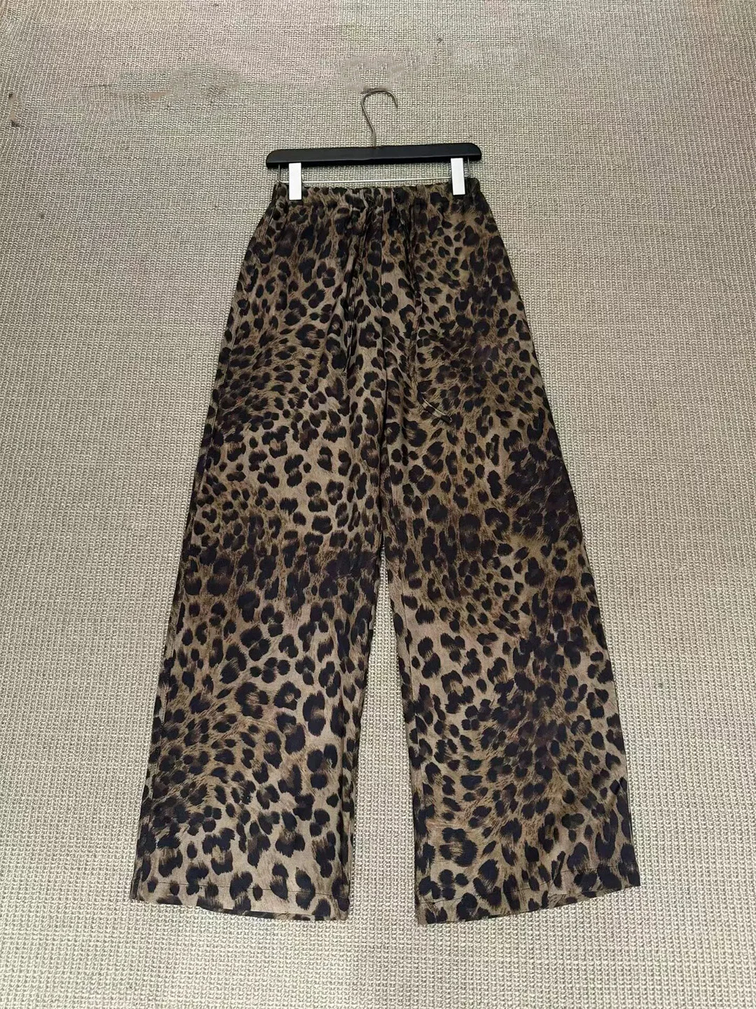 Ladies' Wide Leg Pants Leopard Print Straight Cut Loose Comfortable Summer 2026 New Style High Waist Elastic Waistband