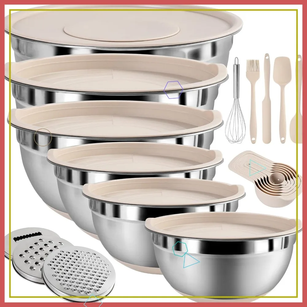 

Набор из 20 кухонных мисок с герметичными крышками, из нержавеющей стали, с нескользящим дном, для выпечки и сервировки