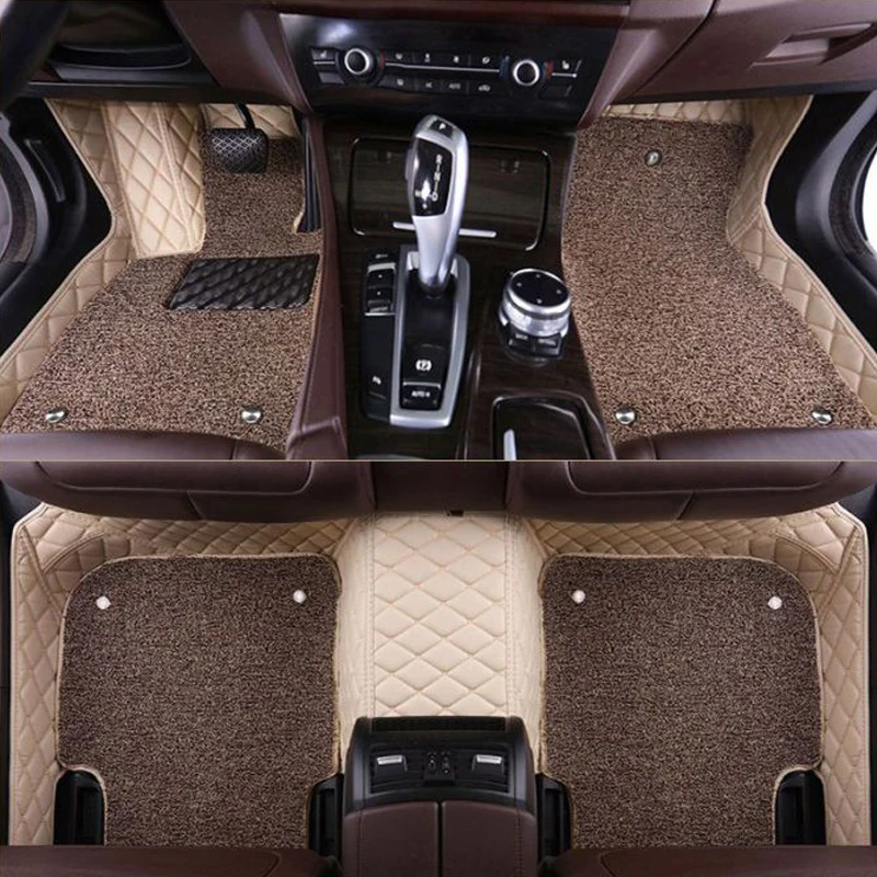 Double Layer Car Floor Mat For Volkswagen VW Touareg CR 7P 7L VW Arteon 3H7 VW Golf 6 Variant GTI Auto Carpet Parts