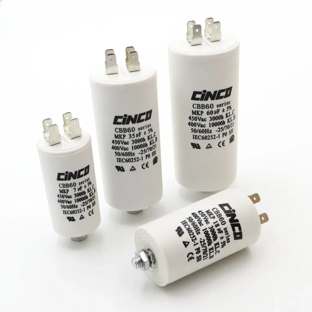 Motor Run Capacitors 250V 400V 450V CBB60 14uF 16uF 18uF 20uF 25uF 30uF 35uF 4pins SH DB AC 450VAC Water Pump motor starting