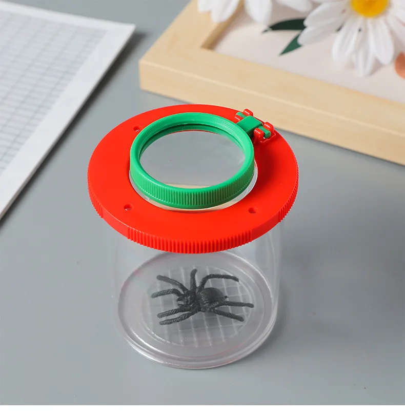 Boîte à insectes en forme d'araignée pour enfants, loupe 3X 6X, Cage à insectes, pot à insectes pour la Science, l'exploration de la Nature en plein air