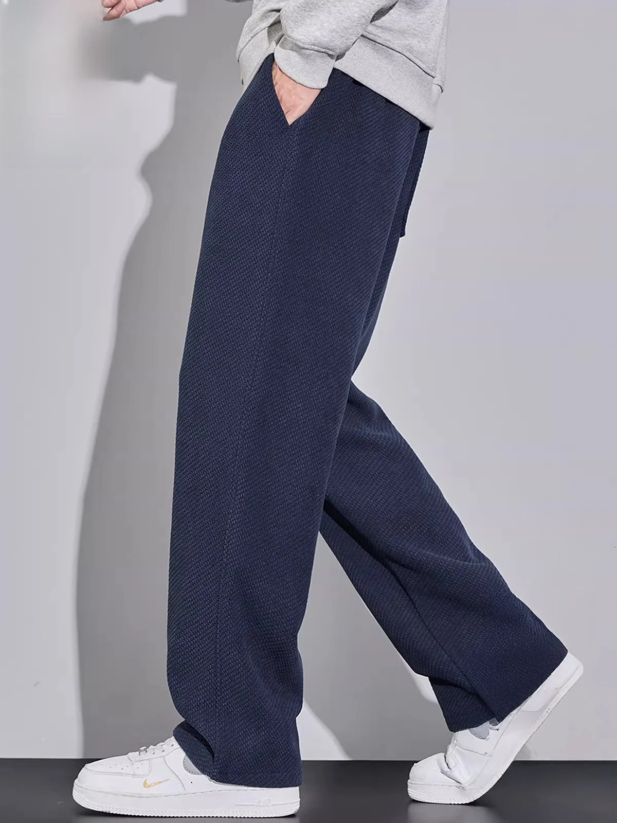 

Trendy Knitted Casual Pants Men's Loose Straight Leg Long Pants Spring New Sle Men's Wear Comfortable Straight Leg ...