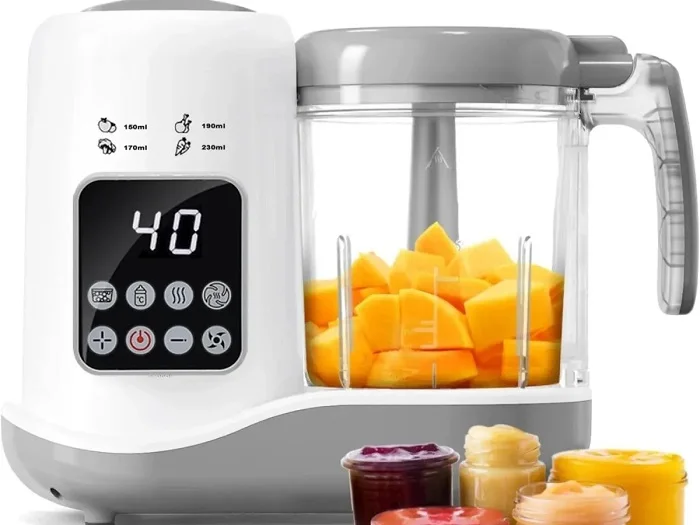 A food processor with screen ready to start chopping