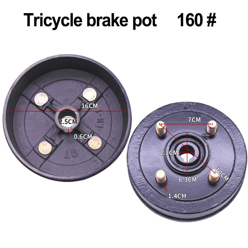 Electric Tricycle Brake Wheel Hub 130/160/180 Rear Fixed Disc Drum Brake Pad Wear-resistan Steel Bicycle Replacement Parts