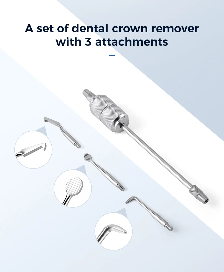 AZDENT Dental Crown Remover Kit Griff mit 3 Schlüsseln Tipps Edelstahl Zahnrestaurierungswerkzeug Zahnärzte Zahnmedizin Instrument – Detail 2