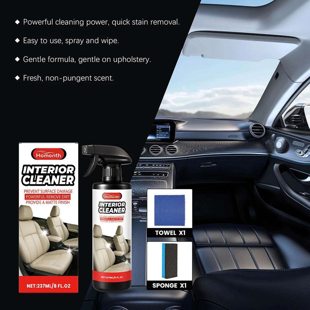Automotive Upholsterys Stain Remover For Leather Easy Spray Wipe Application No Residue For Car Plastic Parts