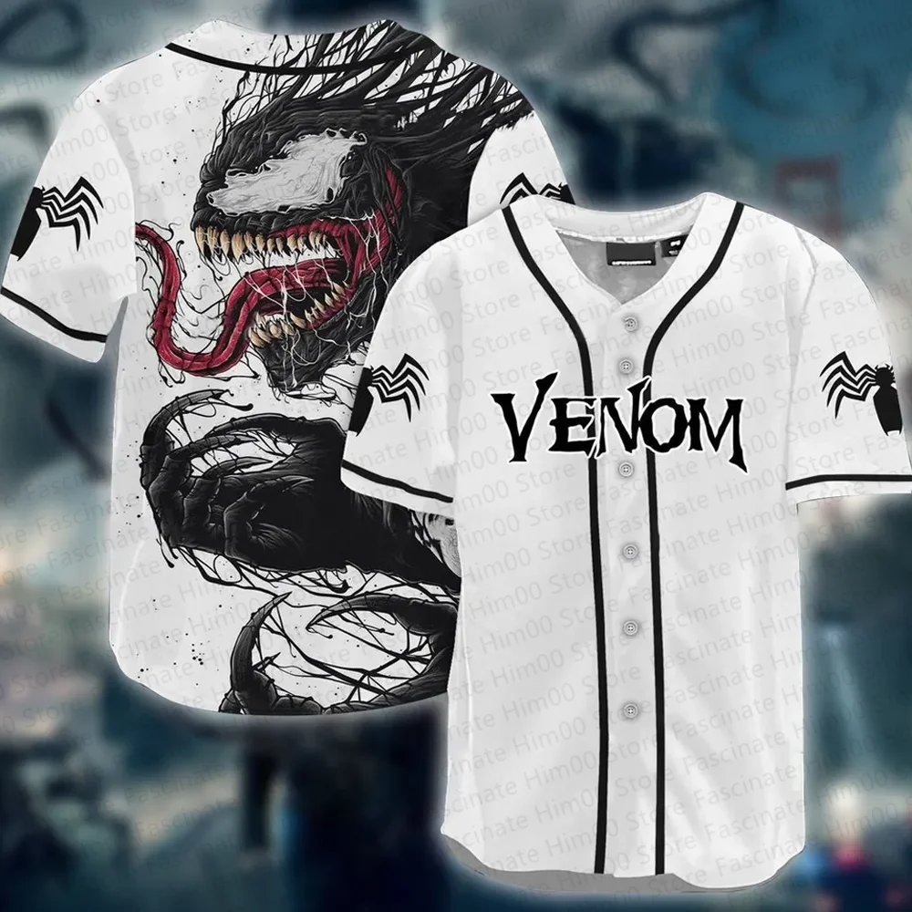 Marvel Venom cool Tshirt Mens summer short-sleeved sports baseball uniform T shirt Pig Man Venom childrens baseball T shirt set