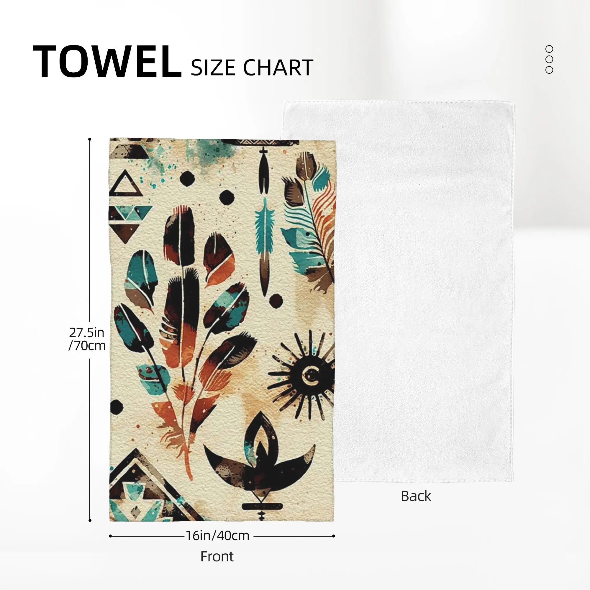 Custom American Ethnic Tribal Art Watercolor Pattern Soft Face Towel Quick Dry Pool Bath Cotton Towels Absorbent Quick