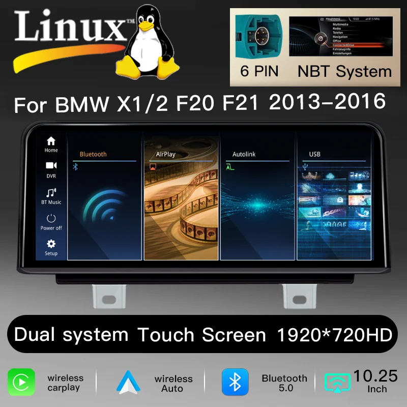 10,25 inch 1920*720 IPS-scherm, draadloze CarPlay, Android 14 autoradio voor BMW 1/2-serie F20/F21/F22/F23 NBT/EVO 2013-2019, multimedia-speler, Mirror Link, GPS-navigatie, DSP, 4G, WiFi, hoofdunit,