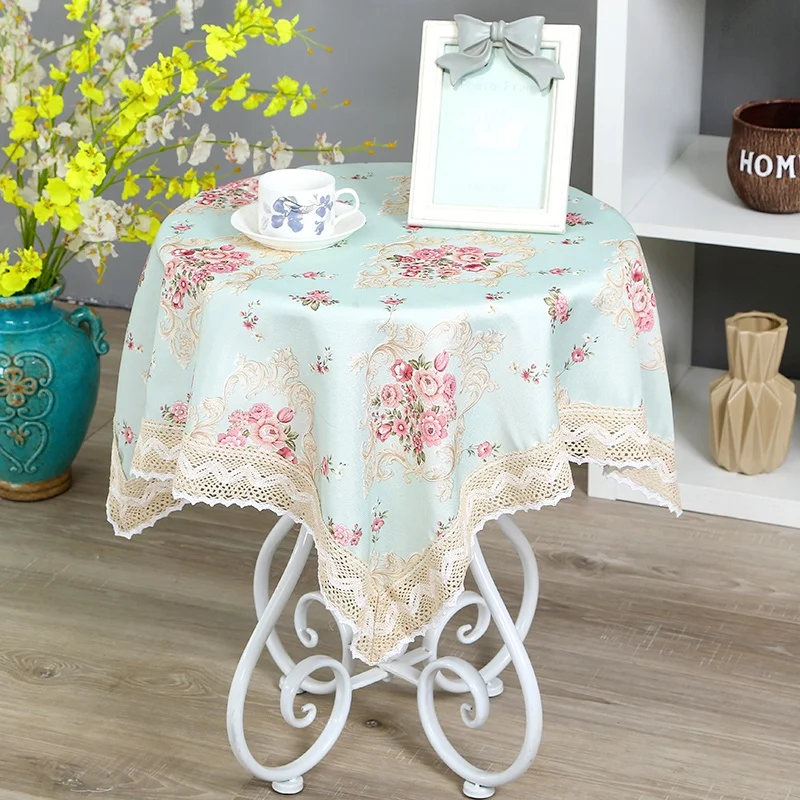 Household Small Fabric Cotton and Linen Fresh Rectangular round Tea Table Tablecloth Square Pastoral Lace