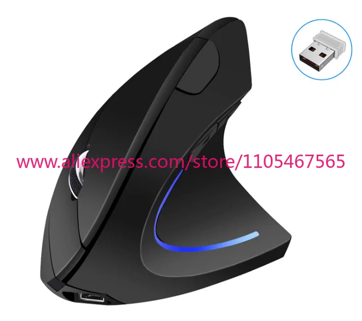 Mass 6-button Usb mouse 2.4Ghz wireless rechargeable LED vertical mouse