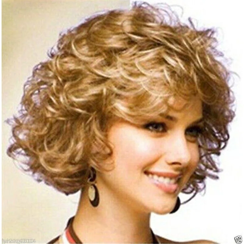 

Women Wig Short Curly Mixed Blonde Female Fashion Wig Ladies Wig wig Cap