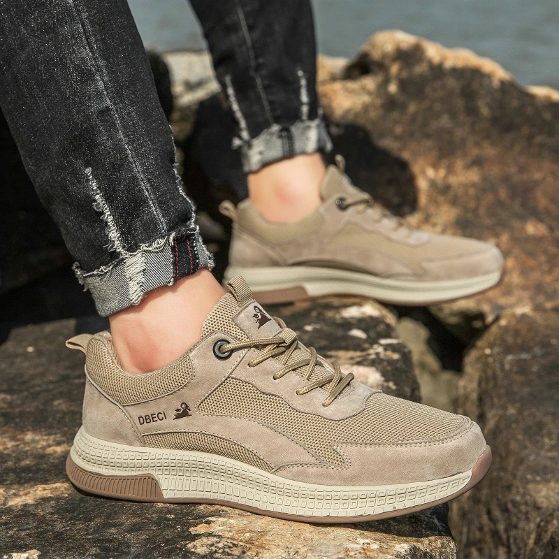 

Men Shoes Fashion Pig Skin Leather Casual Shoes Mesh Breathable Autumn Lace Up Comfortable Loafers Outdoor Oxfords Men Sneakers