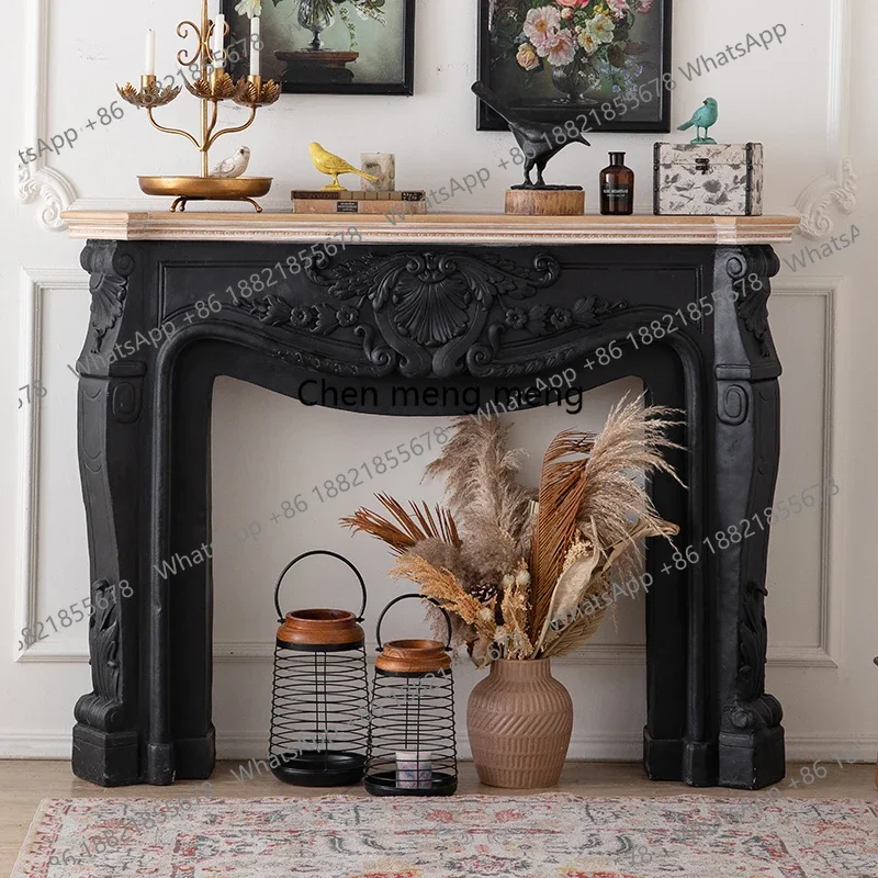 

R French vintage carved fireplace decoration living room wall entryway modern TV cabinet is old