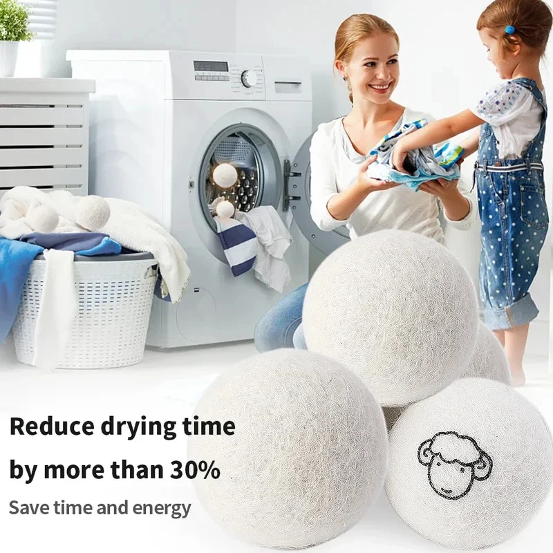 1/6Pcs Reusable Wool Dryer Ball Home Washing Fleece Drying Laundry Ball Clothes Softener Washing Machine Accessories 3/4/5/7cm