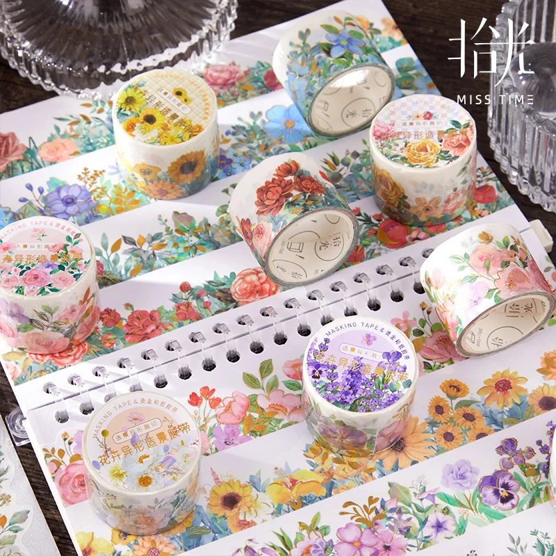 

30mm*3m Flower Shaped Washi Tape Vintage Plant Rose Decorative Masking Tape For Arts DIY Planner Scrapbooking Sticker Label