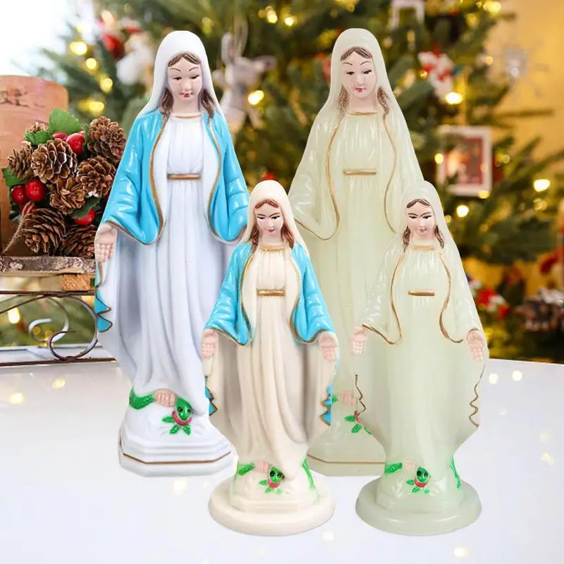 10/15cm Plastic Catholic Mary Statue Handmade Virgin Mary Statue Jesus Home Decor Gift