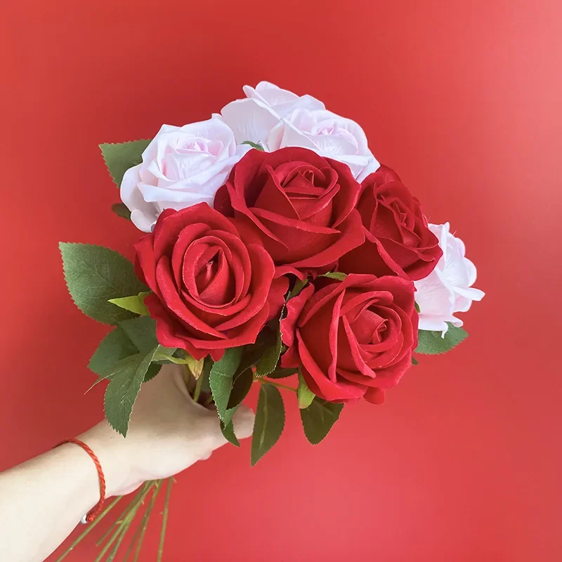 

51cm Velvet Rose Artificial Flower Valentine Gift Fake Flower for DIY Wedding Home Garden Decoration Wedding Holding Flower