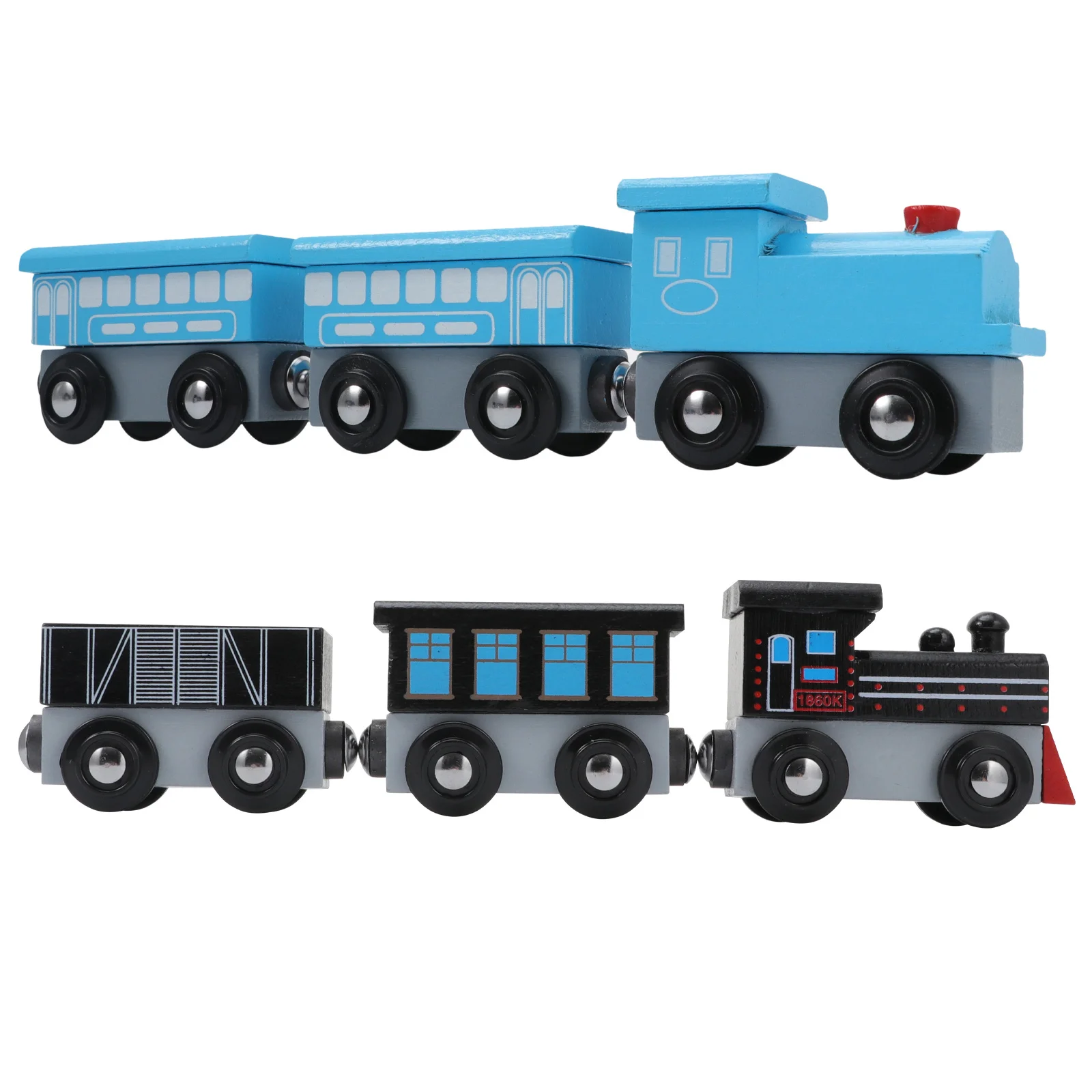 6 قطعة ثلاثة أقسام خشبية رسمت قطار مغناطيسي التعلم المبكر لعبة الأطفال هدية قطار الخشب لعبة تعليمية