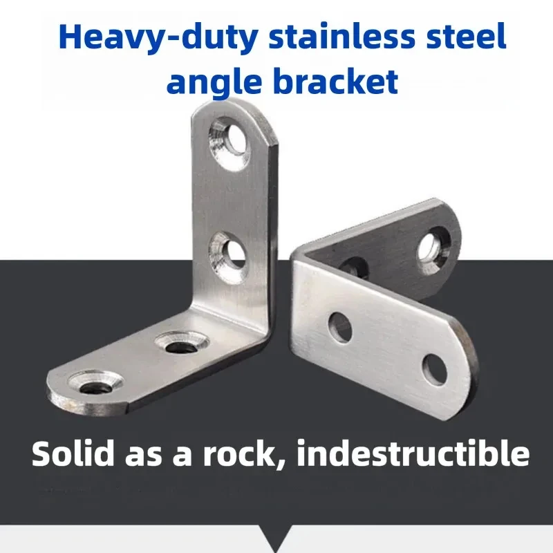 Universal Fit 90 Degree L Shaped Stainless Steel Corner Bracket Wood Shelf Door Cabinet Furniture Fastener with Screws