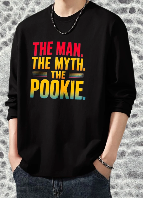 

Футболка мужская осенняя Удобная футболка с длинными рукавами в стиле аниме The Man The Myth The Pookie Спортивная мужская футболка с принтом Bsketball